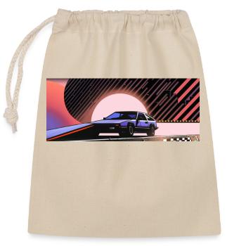 Synthwave sports car car since fiction future - Closable cotton gift bag (25x30cm) - nature - Front