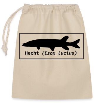 Hecht schwarz lateinisch - Verschließbarer Geschenkbeutel aus Baumwolle (25x30cm) - Natur - Vorne