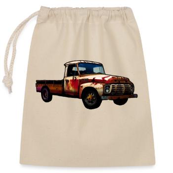 Camionnette rouillée - Sac cadeau en coton avec cordon (25 x 30 cm) - nature - Devant