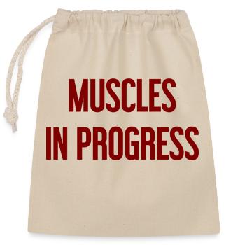 Muscles in Progress - Closable cotton gift bag (25x30cm) - nature - Front