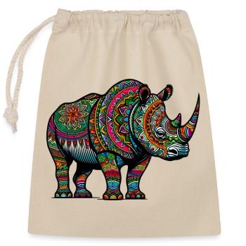 Rhinoceros - Closable cotton gift bag (25x30cm) - nature - Front