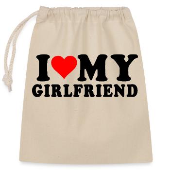i love my girlfriend - Sac cadeau en coton avec cordon (25 x 30 cm) - nature - Devant