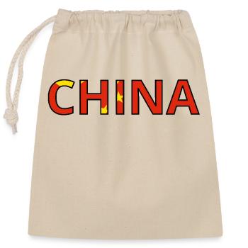 Drapeau China - Sac cadeau en coton avec cordon (25 x 30 cm) - nature - Devant
