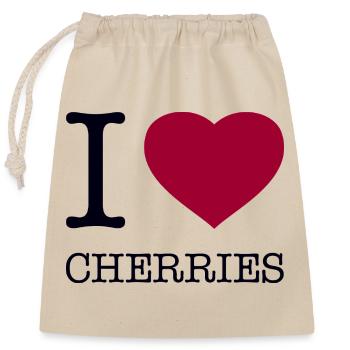 I LOVE CHERRIES - Verschließbarer Geschenkbeutel aus Baumwolle (25x30cm) - Natur - Vorne