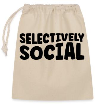 Dictons sociaux sélectifs pour les introvertis - Sac cadeau en coton avec cordon (25 x 30 cm) - nature - Devant