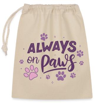 Always on Day Pawprints Purple - Closable cotton gift bag (25x30cm) - nature - Front