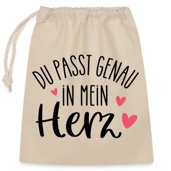 YOU fit right into my heart | Favorite person - Closable cotton gift bag (25x30cm) - nature - Front