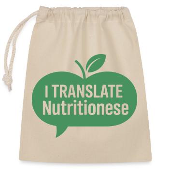Diététicien(ne) Communication en nutrition - Sac cadeau en coton avec cordon (25 x 30 cm) - nature - Devant