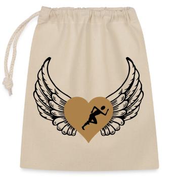 Jogger Herz Flügel - Verschließbarer Geschenkbeutel aus Baumwolle (25x30cm) - Natur - Vorne