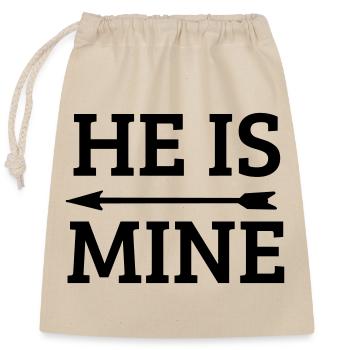 he is mine - Closable cotton gift bag (25x30cm) - nature - Front