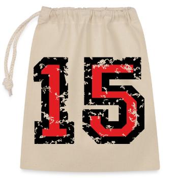The Number Fifteen - No. 15 (two-color) red - Closable cotton gift bag (25x30cm) - nature - Front