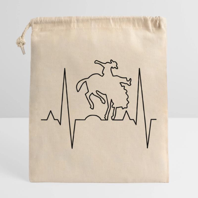 Conception d’impression de cavalier de rodéo Sac cadeau en coton avec cordon (25 x 30 cm)
