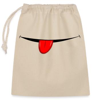Rire comique avec la langue - Sac cadeau en coton avec cordon (25 x 30 cm) - nature - Devant