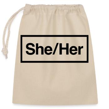 She/Her - Closable cotton gift bag (25x30cm) - nature - Front