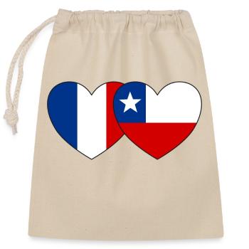 Frankreich Chile Flagge Herz - Verschließbarer Geschenkbeutel aus Baumwolle (25x30cm) - Natur - Vorne