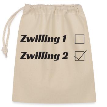Zwilling 1 Zwilling 2 - Verschließbarer Geschenkbeutel aus Baumwolle (25x30cm) - Natur - Vorne