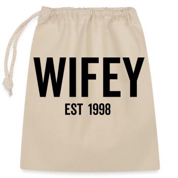 Wifey Est 1998 - Closable cotton gift bag (25x30cm) - nature - Front