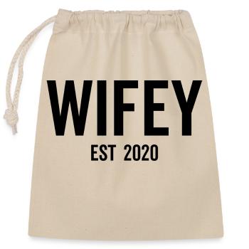 Wifey Est 2020 - Sac cadeau en coton avec cordon (25 x 30 cm) - nature - Devant