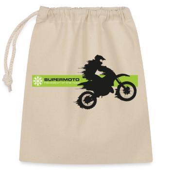 SUPER MOTO speed - Verschließbarer Geschenkbeutel aus Baumwolle (25x30cm) - Natur - Vorne