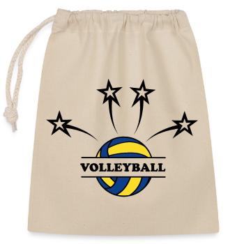 Ball, Volleyball mit 4 Sternen - Verschließbarer Geschenkbeutel aus Baumwolle (25x30cm) - Natur - Vorne