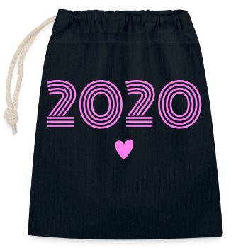 Née en 2020 fille - Sac cadeau en coton avec cordon (25 x 30 cm) - bleu marine - Devant