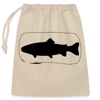 Truite avec leurre souple - Sac cadeau en coton avec cordon (25 x 30 cm) - nature - Devant
