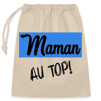 FÊTE DES MÈRES. MAMAN - Sac cadeau en coton avec cordon (25 x 30 cm) - nature - Devant