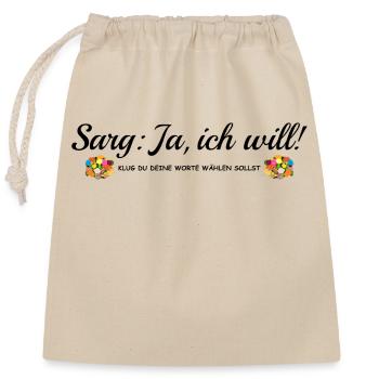 Coffin Yes, I do, funny saying bachelor party, marriage - Closable cotton gift bag (25x30cm) - nature - Front