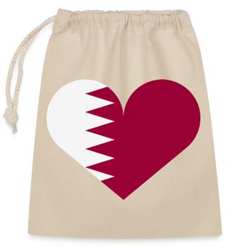 Qatar heart flag - Closable cotton gift bag (25x30cm) - nature - Front