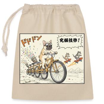 Bulldog Bike Brigade - Closable cotton gift bag (25x30cm) - nature - Front