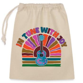 In tune with Joy - Retro Sunset and Ukulele - Closable cotton gift bag (25x30cm) - nature - Front