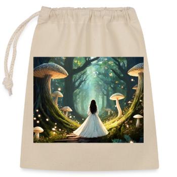 Forêt de conte de fées avec des champignons - Sac cadeau en coton avec cordon (25 x 30 cm) - nature - Devant