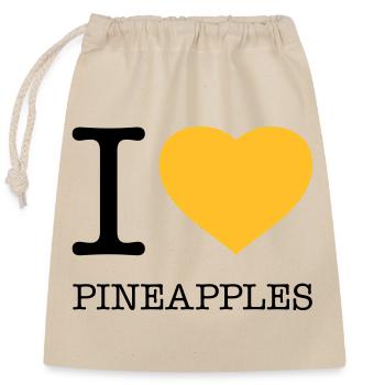 I LOVE PINEAPPLES Ananas - Verschließbarer Geschenkbeutel aus Baumwolle (25x30cm) - Natur - Vorne