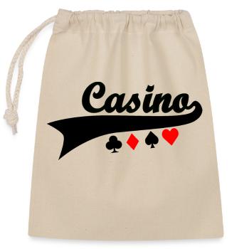 Casino - Poker Blackjack Roulette - Glücksspiel - Verschließbarer Geschenkbeutel aus Baumwolle (25x30cm) - Natur - Vorne
