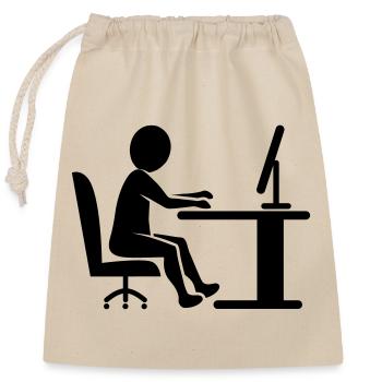 Travail de bureau Icon / noir et blanc - Sac cadeau en coton avec cordon (25 x 30 cm) - nature - Devant
