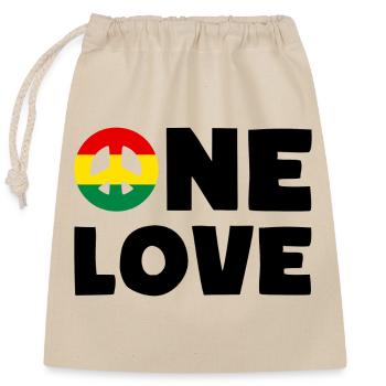 ONE LOVE Peace Jamaica Reggae Rastafari - Sac cadeau en coton avec cordon (25 x 30 cm) - nature - Devant