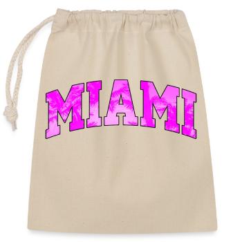 Miami-Logo: College-Design mit tropischem Flair - Verschließbarer Geschenkbeutel aus Baumwolle (25x30cm) - Natur - Vorne