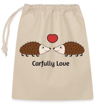 Carefully Love - Closable cotton gift bag (25x30cm) - nature - Front