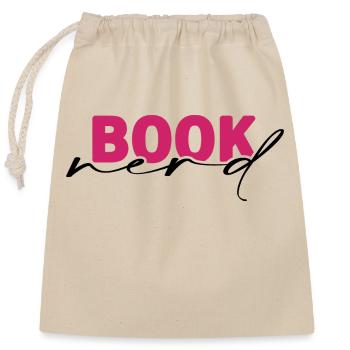 Reading books "book-nerd" Reading corner Library Roman - Closable cotton gift bag (25x30cm) - nature - Front