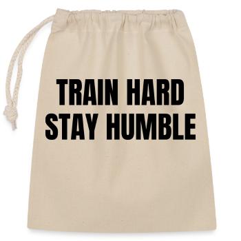 Train hard - Closable cotton gift bag (25x30cm) - nature - Front