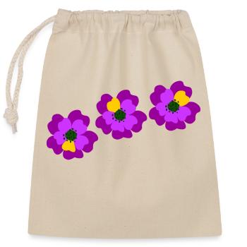 Flower power purple pink - Closable cotton gift bag (25x30cm) - nature - Front