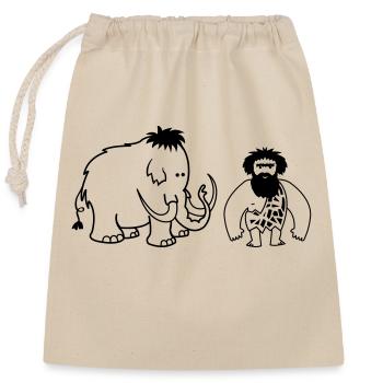 Homme des cavernes mammouth - Sac cadeau en coton avec cordon (25 x 30 cm) - nature - Devant