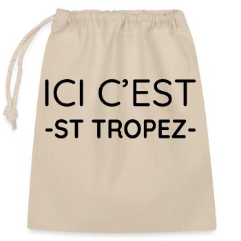 Ici c'est Saint Tropez (noir) - Sac cadeau en coton avec cordon (25 x 30 cm) - nature - Devant