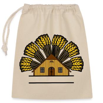 Granary color with grain bow - Closable cotton gift bag (25x30cm) - nature - Front