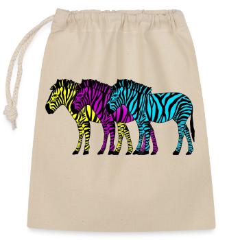 Zèbres - Sac cadeau en coton avec cordon (25 x 30 cm) - nature - Devant