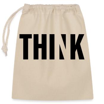 Think - Closable cotton gift bag (25x30cm) - nature - Front