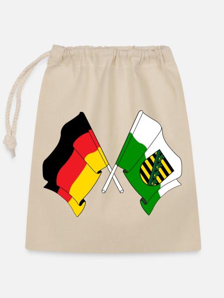 Flagge Deutschland, Sachsen - Verschließbarer Geschenkbeutel aus Baumwolle (25x30cm) - Natur
