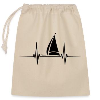 Segelboot Heartbeat Segelboot - Verschließbarer Geschenkbeutel aus Baumwolle (25x30cm) - Natur - Vorne