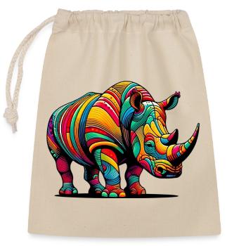 Rhinoceros - Closable cotton gift bag (25x30cm) - nature - Front