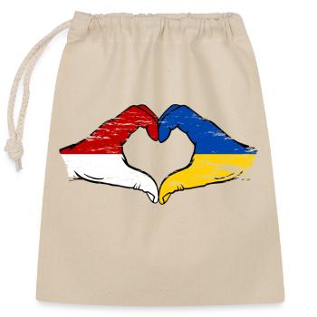 Monaco Ukraine Drapeau Forme Main Forme Coeur Utilisé - Sac cadeau en coton avec cordon (25 x 30 cm) - nature - Devant